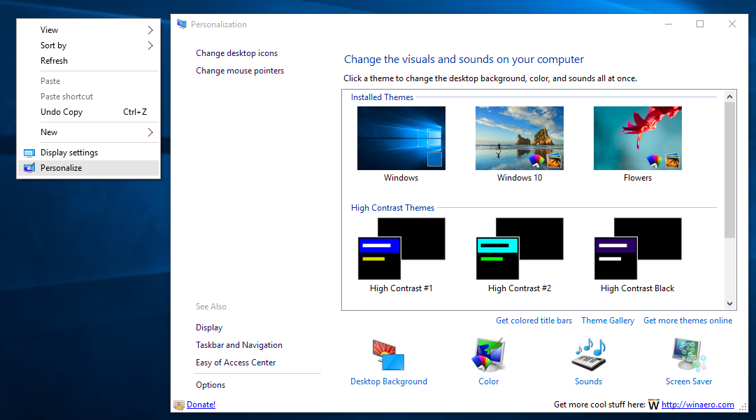 Personalization Panel for Win10