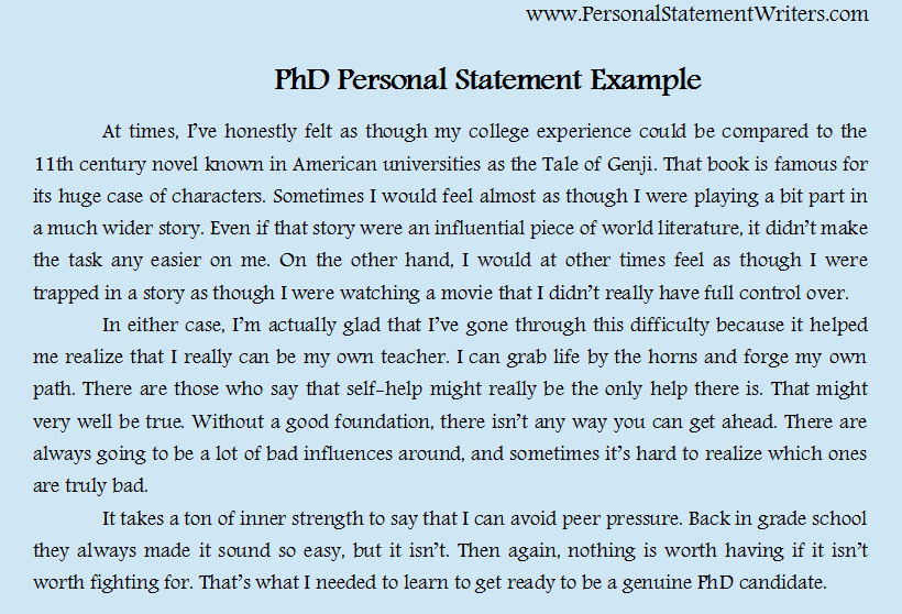 personal statement for phd studentship