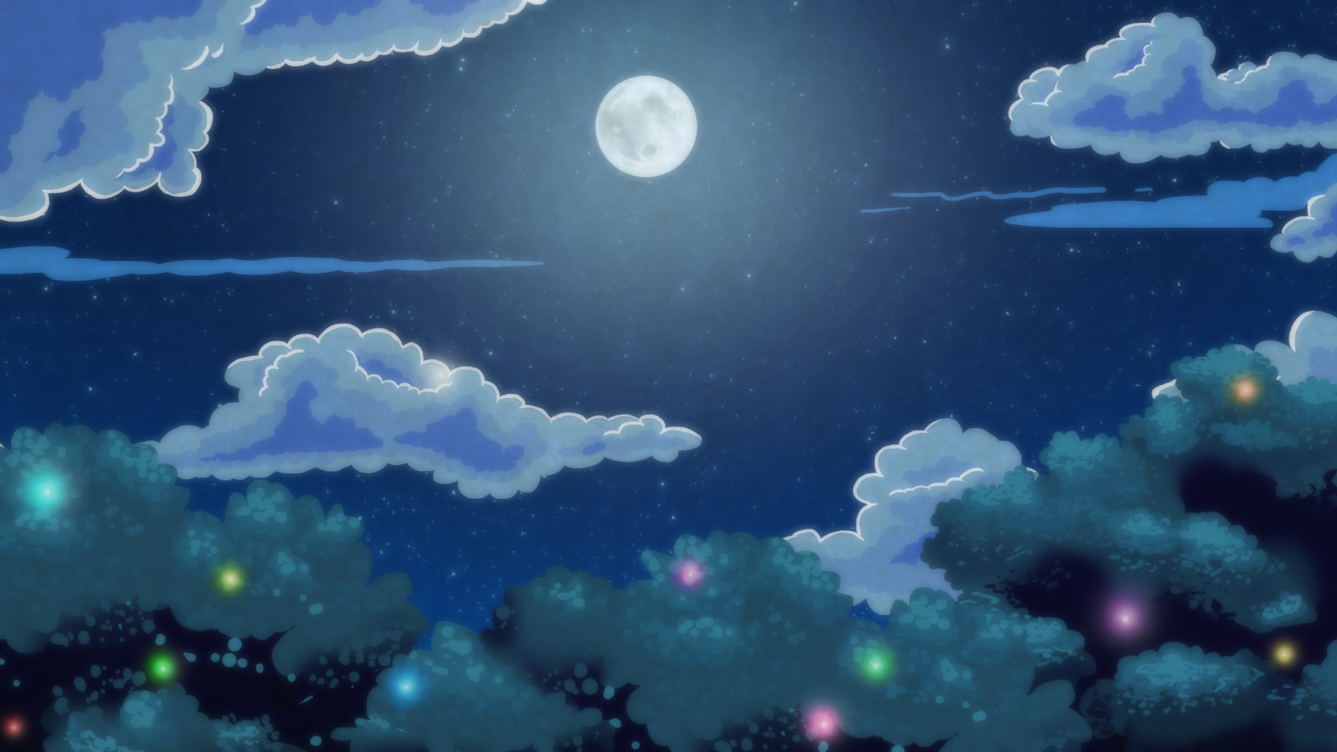 Anime Wallpaper Night Forest Illustration