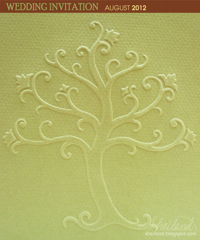 Embossed tree wedding invitations