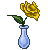yellow Rose in teardrop crystal vase dewless