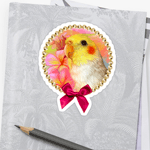 Cockatiel With Frangipani Realistic Painting Sticker
